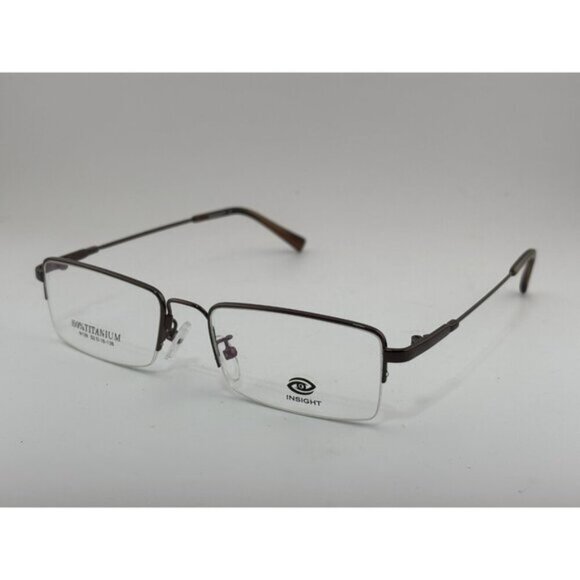 INSIGHT - 9139 52-18-138 Brown Metal Half-Rim Glasses Frames - Picture 1 of 7